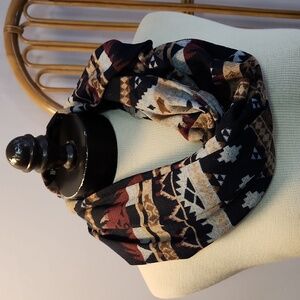 Southwestern infinity scarf navy blue and grey with zipper pocket
